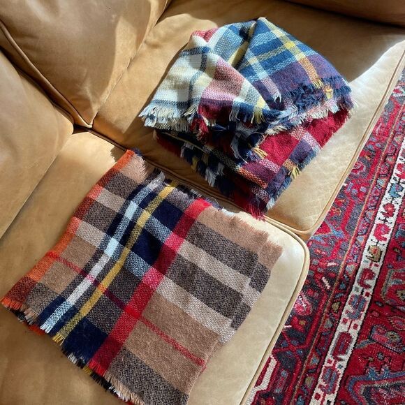 2 x plaid scarves - fall colours - Picture 2 of 4